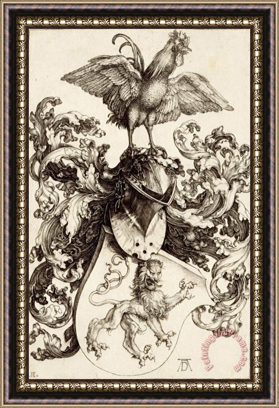 Albrecht Durer Coat of Arms with a Lion And a Cock Framed Print