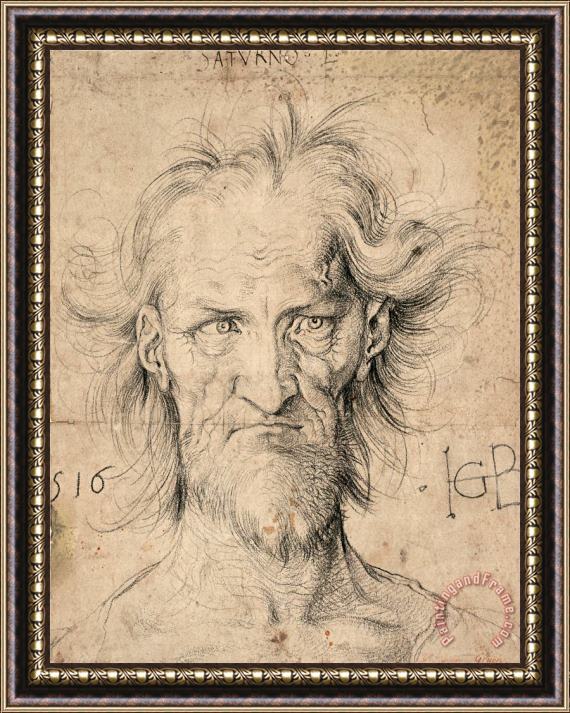 Albrecht Durer Head of a Bearded Old Man ( Saturn ), 1516 Framed Print