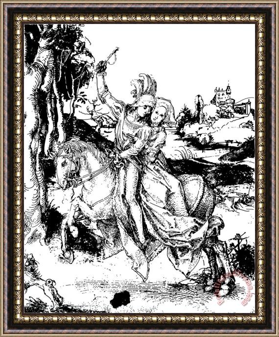 Albrecht Durer Horseback Riding Drawing Framed Painting