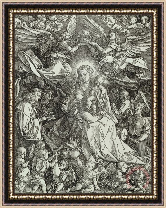 Albrecht Durer or Duerer The Virgin And Child Surrounded By Angels Framed Painting