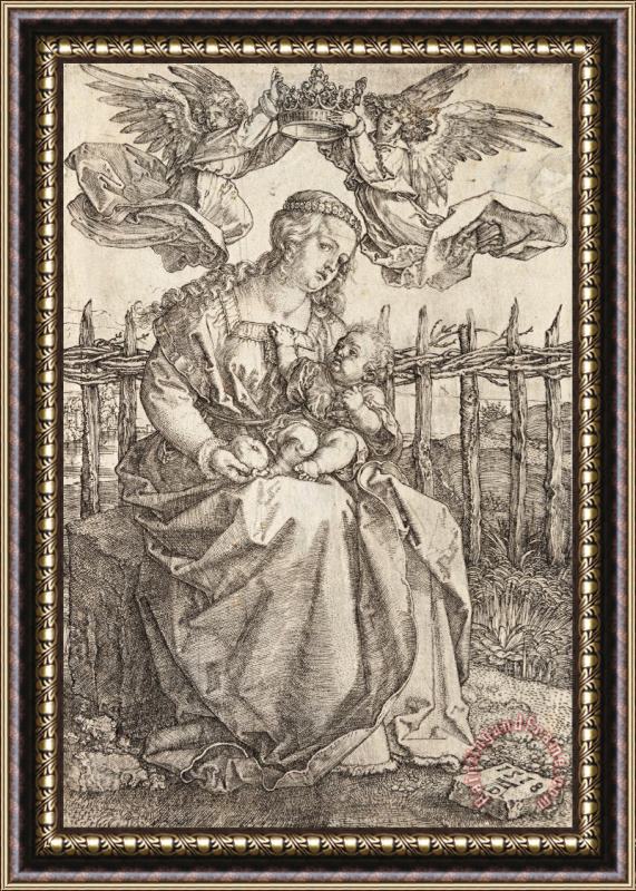 Albrecht Durer Virgin Mary Crowned by Two Angels Framed Painting