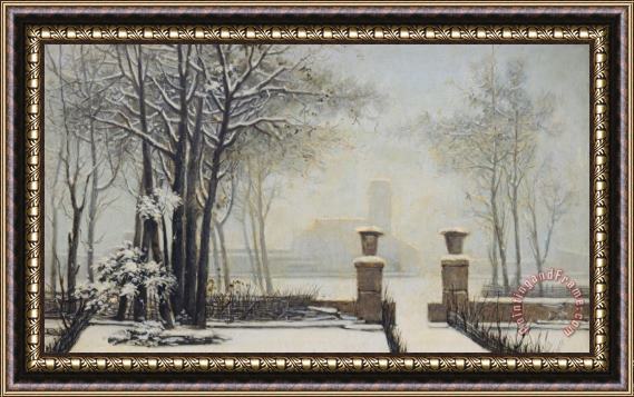 Alessandro Guardassoni Winter Landscape Framed Painting