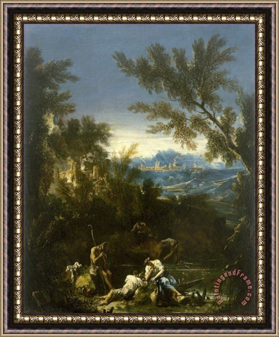 Alessandro Magnasco Landscape with Figures Framed Painting
