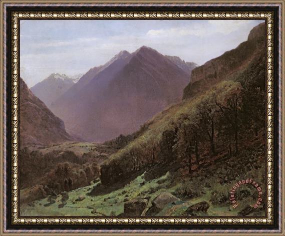 Alexandre Calame Mountain Study Framed Painting