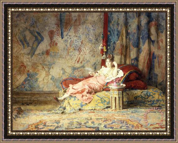 Alexandre Louis Leloir Harem Beauty Framed Painting