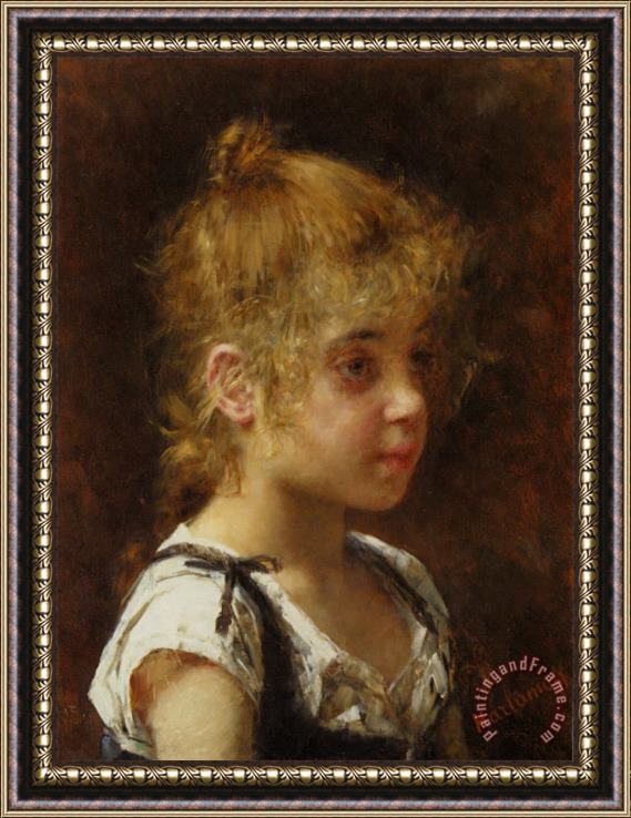 Alexei Alexeivich Harlamoff Portrait of a Young Girl Framed Painting