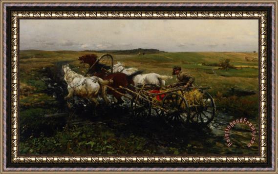 Alfred von Wierusz Kowalski The Race Framed Painting