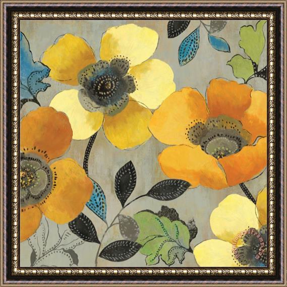 Allison Pearce Yellow And Orange Poppies II Framed Painting