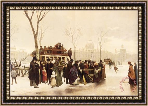 Alphonse Cornet A Disturbance on Le Quai De Gesvres, Paris Framed Print