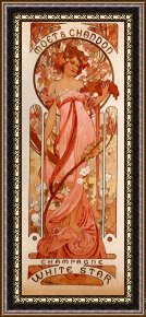 Pinocchio Wishes Upon a Star Framed Paintings - Moët & Chandon White Star by Alphonse Maria Mucha