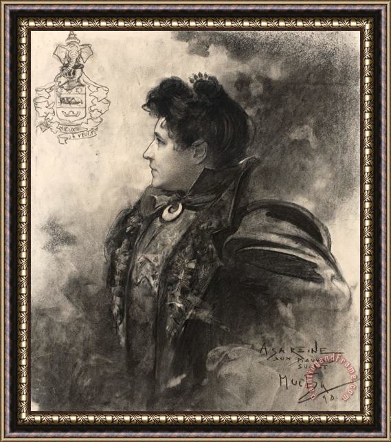 Alphonse Maria Mucha Portrait of Sarah Bernhardt (henriette Rosine Bernard) Framed Painting