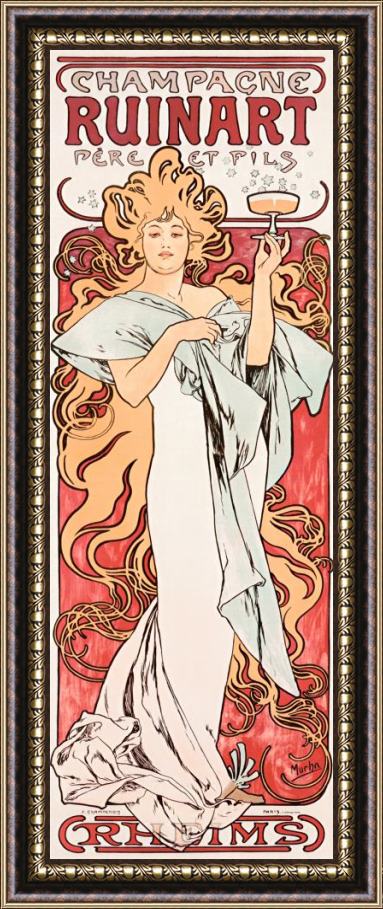 Alphonse Marie Mucha Mucha Champagne Ruinart Poster Framed Painting