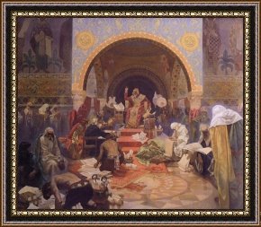 Pinocchio Wishes Upon a Star Framed Paintings - The Bulgarian Tsar Simeon The Morning Star of Slavonic Literature by Alphonse Marie Mucha