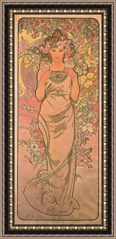 Alphonse Marie Mucha The Rose 1898 Framed Painting