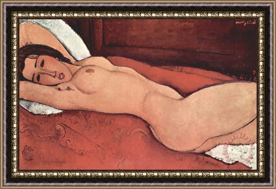 Amedeo Modigliani Reclining Nude With Arms Behind Her Head Framed Painting