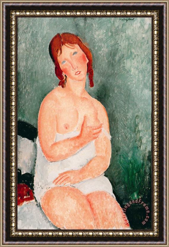 Amedeo Modigliani Young Woman in a Shirt, 1918 Framed Painting