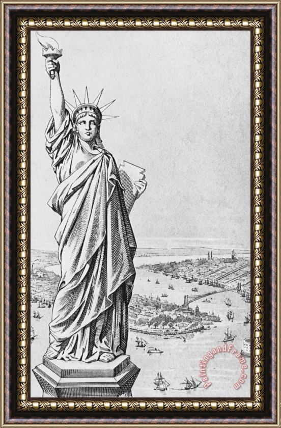 American School The Statue Of Liberty New York Framed Painting