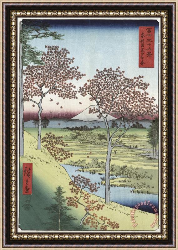 Ando Hiroshige Sunset Hill, Meguro in The Eastern Capital Framed Print