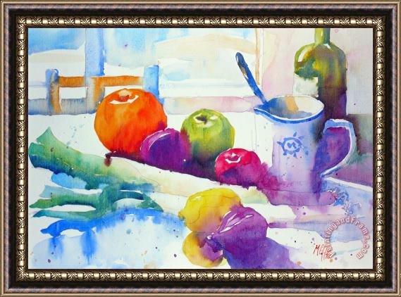 Andre Mehu Plums and leeks Framed Painting