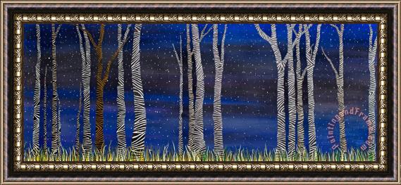 Andrea Youngman Starry Night in the Zebra Forrest Framed Print