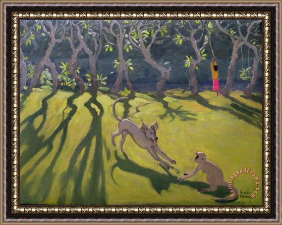 Andrew Macara Dog and Monkey Framed Painting