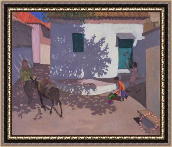 Andrew Macara Green Door and Shadows Lesbos Framed Painting