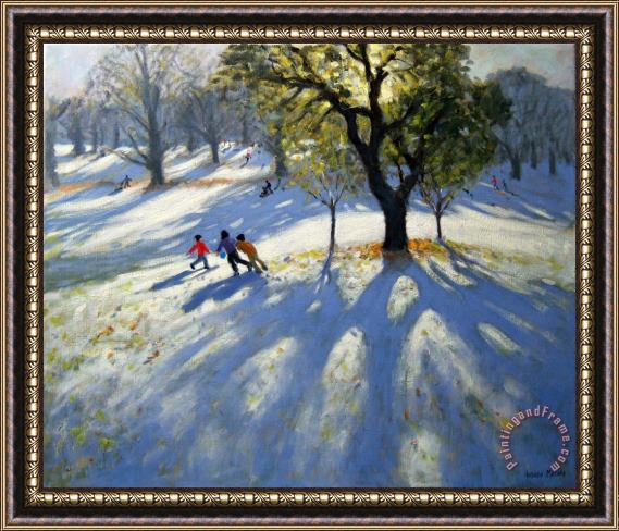 Andrew Macara Markeaton Park early snow Framed Painting