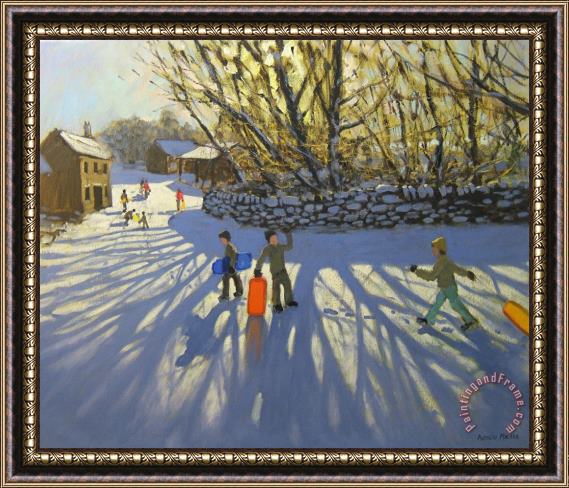 Andrew Macara Red sledge Framed Painting