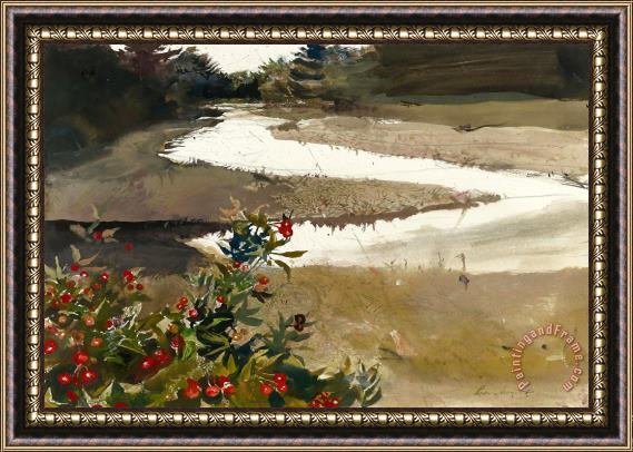 andrew wyeth Rose Hips (study for Back Water) 1982 Framed Painting