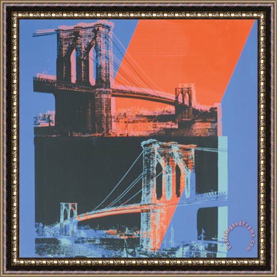 Andy Warhol Brooklyn Bridge C 1983 Pink Red Blue Framed Print