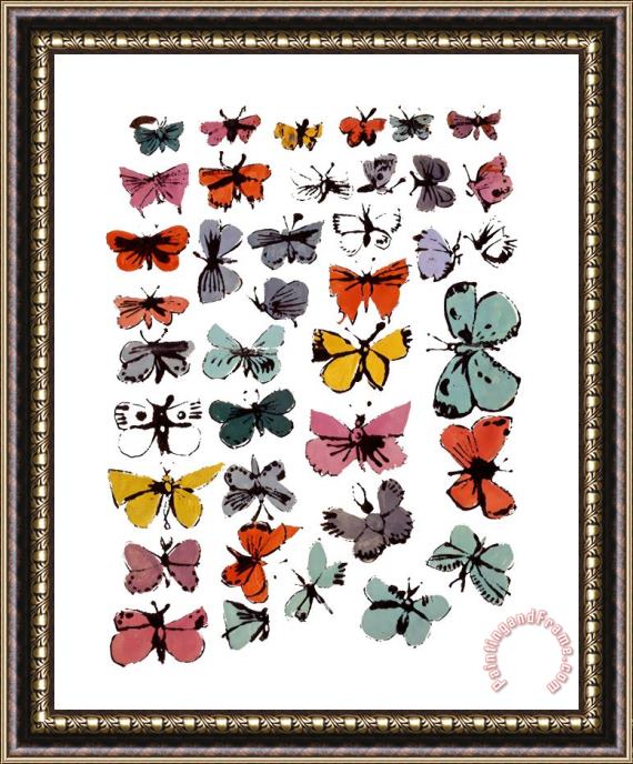 Andy Warhol Butterflies 1955 Framed Painting