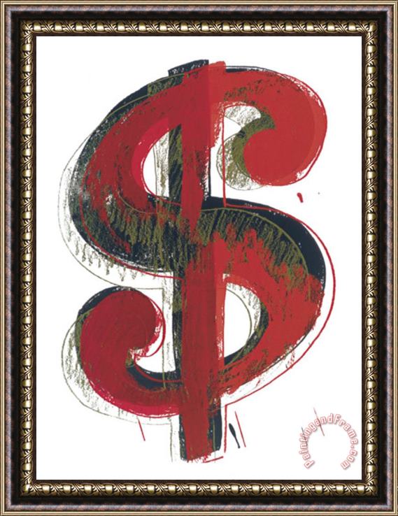 Andy Warhol Dollar Sign 1981 Framed Painting