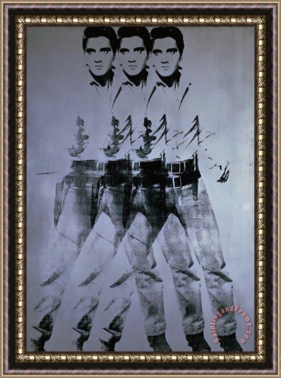 Andy Warhol Elvis 1963 Triple Elvis Framed Painting