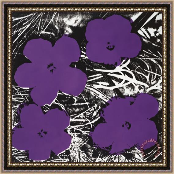 Andy Warhol Flowers C 1965 4 Purple Framed Painting