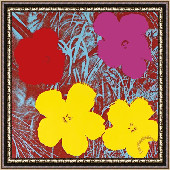 Andy Warhol Flowers C 1970 Red Pink Yellow Framed Print