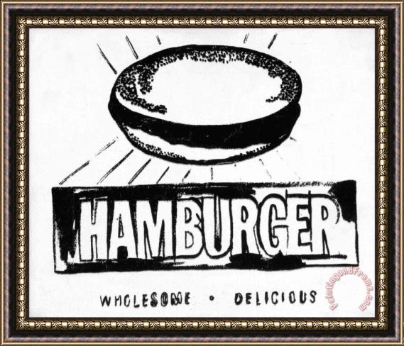 Andy Warhol Hamburger W&b Framed Painting
