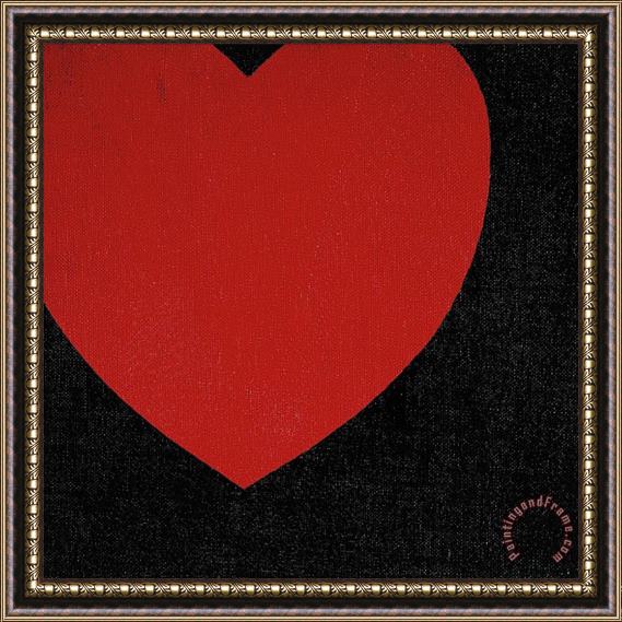 Andy Warhol Heart C 1979 Red on Black Framed Painting
