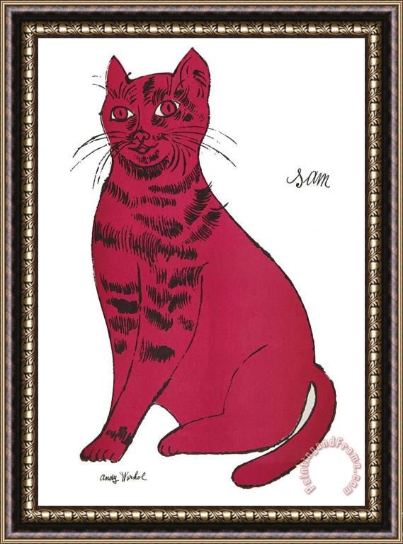 Andy Warhol pink Sam cat Framed Painting