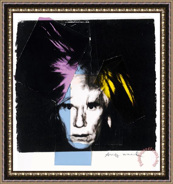 Andy Warhol Self Portrait in Fright Wig Framed Painting