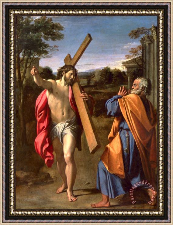 Annibale Carracci Christ Appearing to St. Peter on the Appian Way Framed Painting