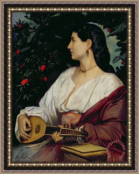 Anselm Feuerbach The Mandolin Player Framed Painting