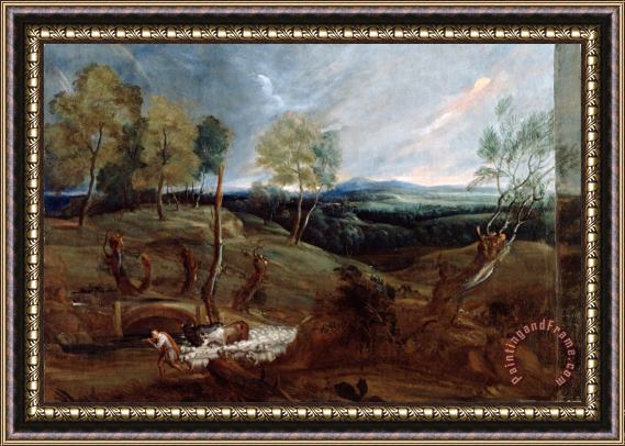 Anthonie Van Dyck Sunset Landscape with a Shepherd And His Flock Framed Painting