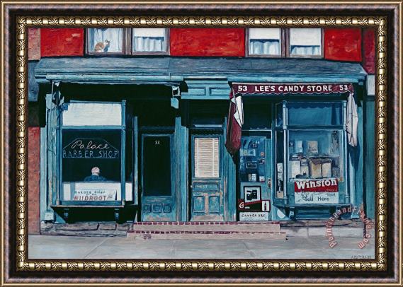 Anthony Butera Palace Barber Shop And Lees Candy Store Framed Print