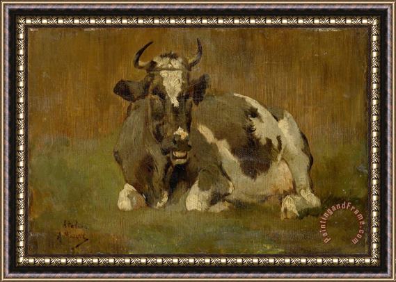 Anton Mauve Lying Cow Framed Painting