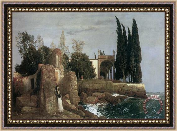 Arnold Bocklin Seaside Villa Framed Painting