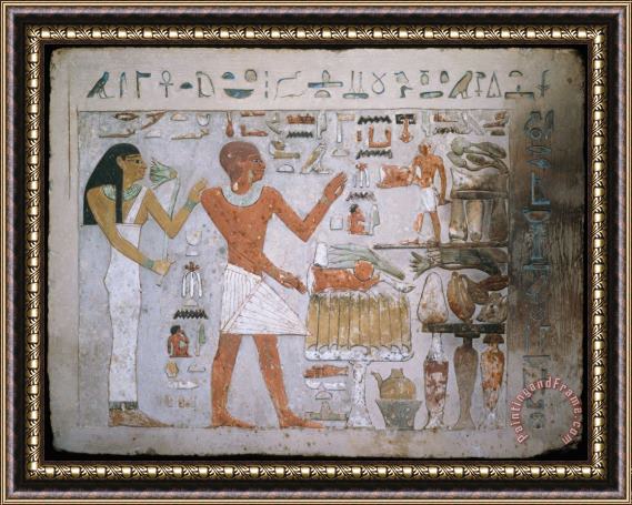 Artist, Maker Unknown, Egyptian Wall Fragment From The Tomb of Amenemhet And His Wife Hemet Framed Painting
