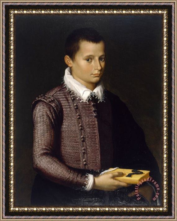 Artist, Maker Unknown, Italian? Portrait of a Boy Holding a Book Framed Painting