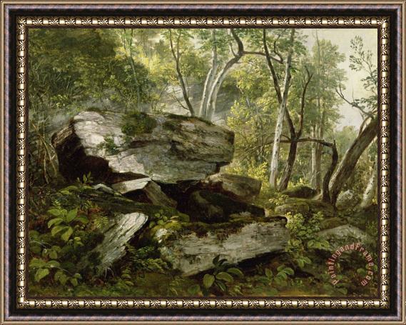 Asher Brown Durand Study from Nature - Rocks and Trees Framed Painting
