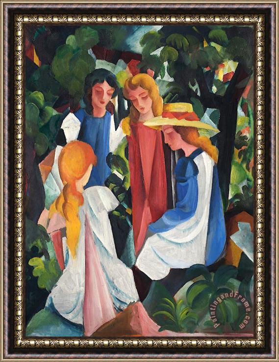 August Macke Four Girls Framed Painting