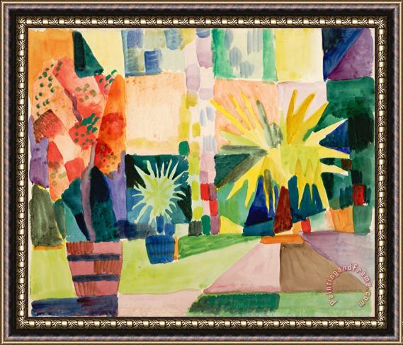 August Macke Garden on Lake Thun (pomegranate Tree And Palm in The Garden), 1914 Framed Painting